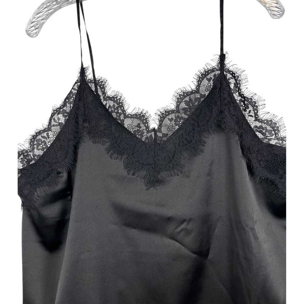 NWT The Drop Sz XXL Lace‎ Trim Top Black Satin Natalie Cami Tank Silky New - Picture 2 of 8
